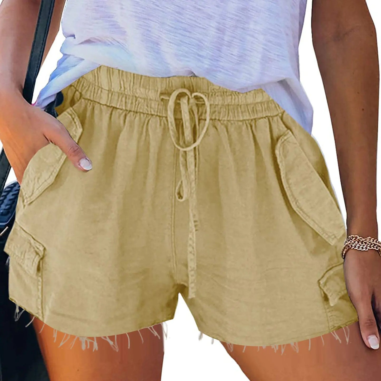 High-Waist Loose-Fitting Casual Wide-Leg Shorts