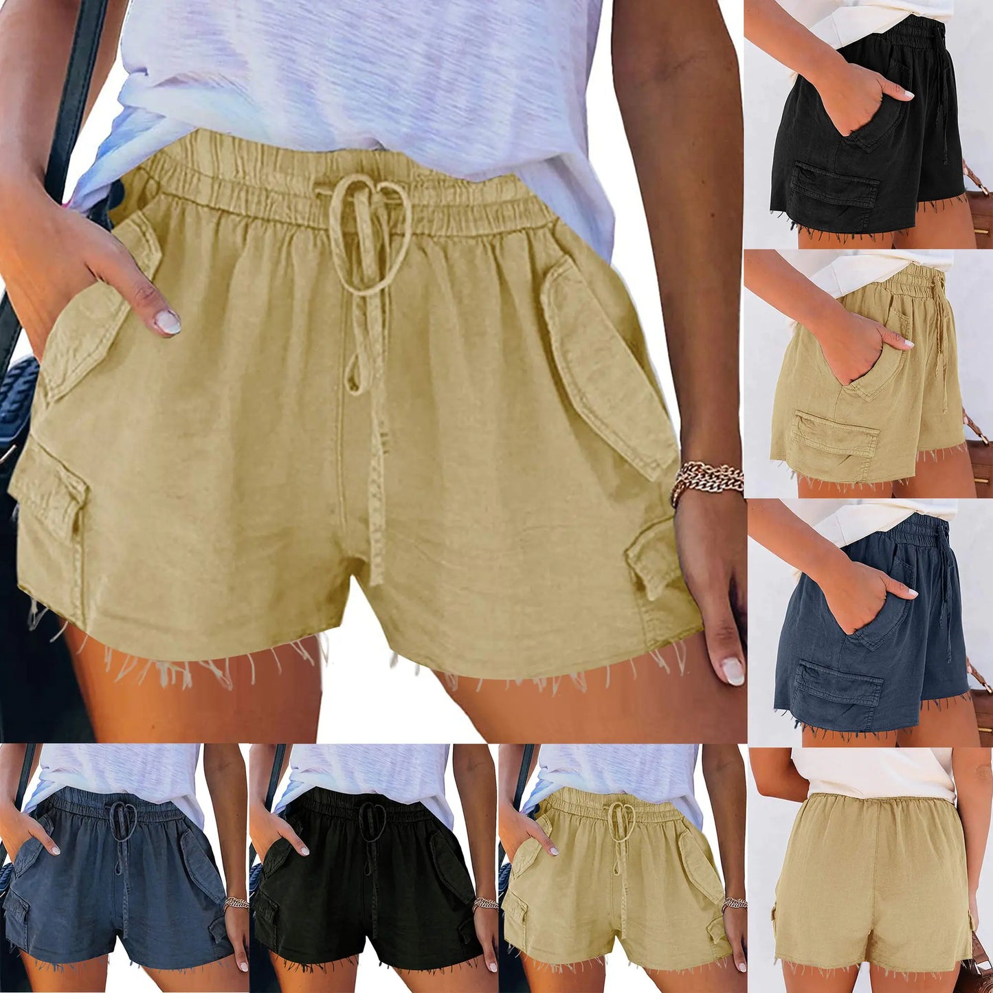 High-Waist Loose-Fitting Casual Wide-Leg Shorts
