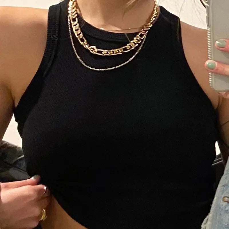 Women's Solid Color Sleeveless Vest T-Shirt (Spring/Summer)