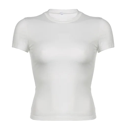 Women's Solid Color Short Sleeve Pullover T-shirt