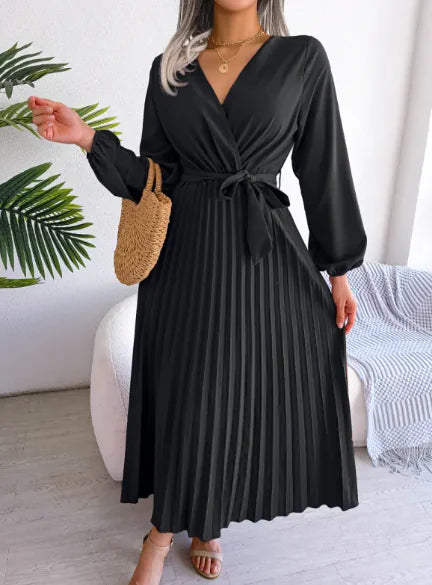 Cross Pleated Maxi Dress