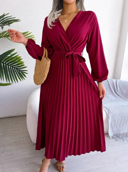 Cross Pleated Maxi Dress