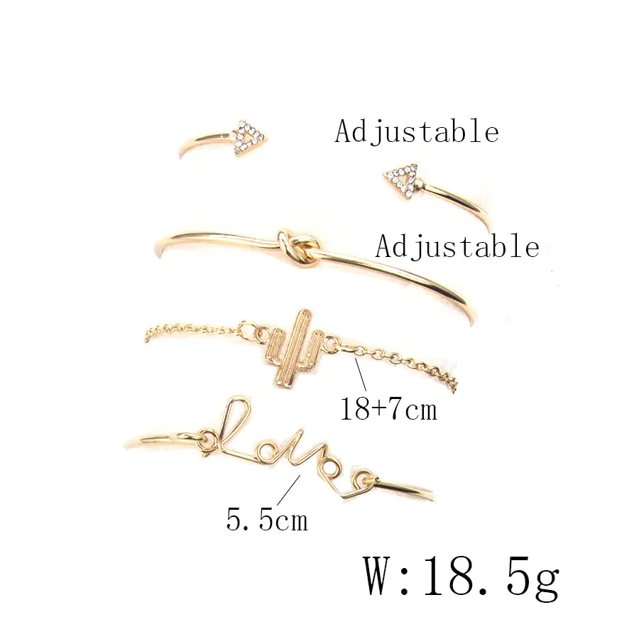 Triangle Knot LOVE Bracelet Set with Cactus Bracelet