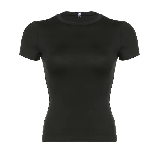 Women's Solid Color Short Sleeve Pullover T-shirt