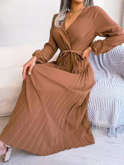 Cross Pleated Maxi Dress