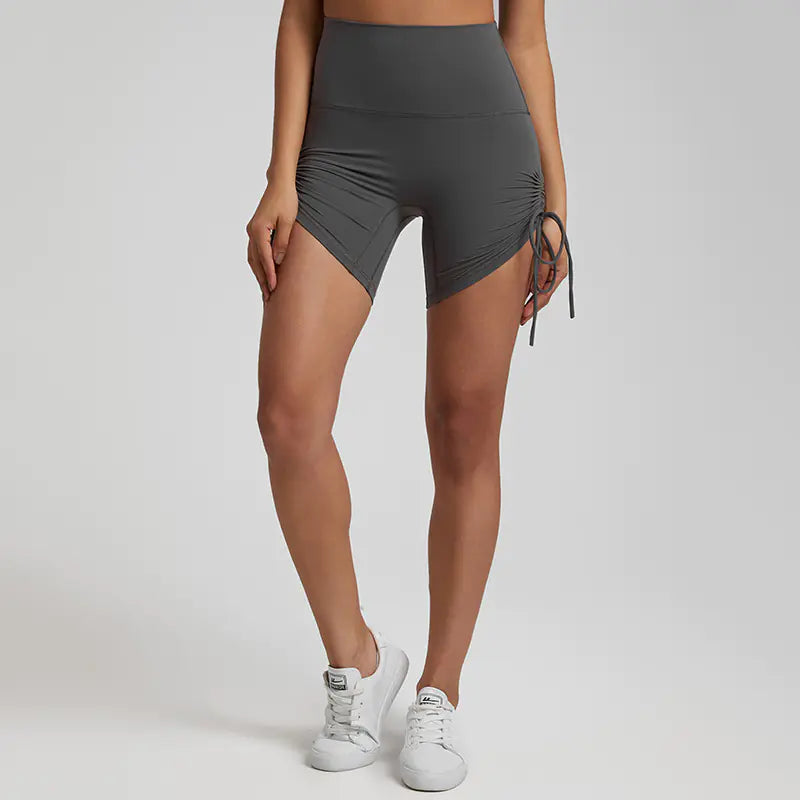 Women's High Waist Adjustable Drawstring Sports Shorts