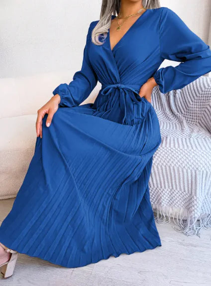 Cross Pleated Maxi Dress