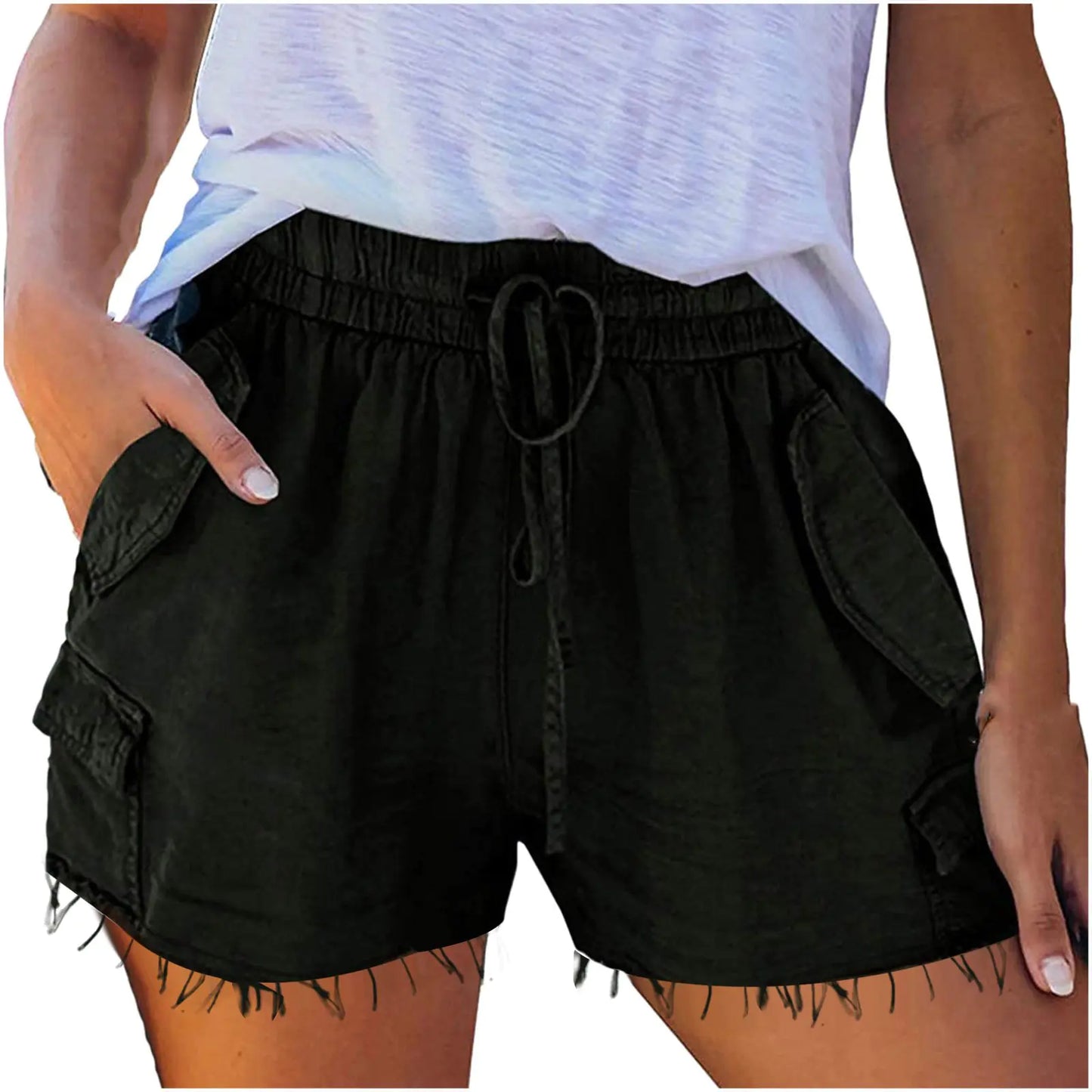 High-Waist Loose-Fitting Casual Wide-Leg Shorts