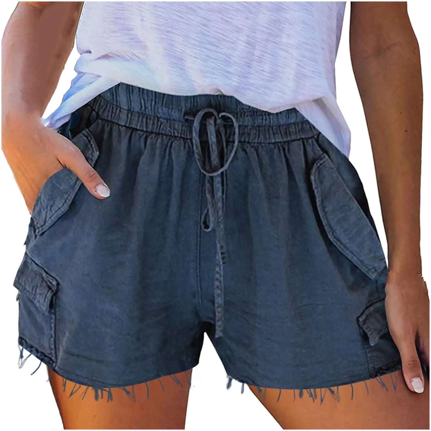 High-Waist Loose-Fitting Casual Wide-Leg Shorts