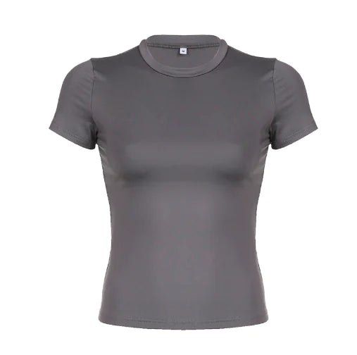 Women's Solid Color Short Sleeve Pullover T-shirt