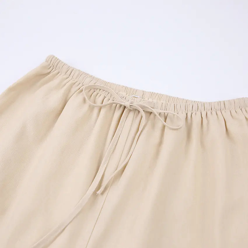 Cotton-Linen Two-Piece Women's Set with Trousers