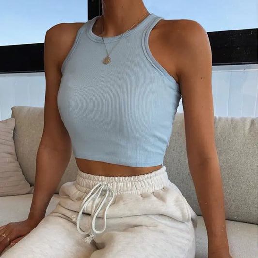 Women's Solid Color Sleeveless Vest T-Shirt (Spring/Summer)