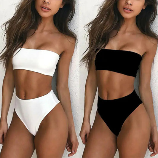 Strapless High-Waisted Bikini Swimwear