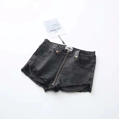 High Waist Elastic Denim Shorts