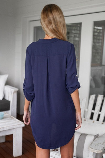 V-Neck Long Sleeve Chiffon Top
