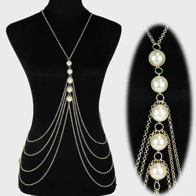 Pearl Body Chain and Necklace Set